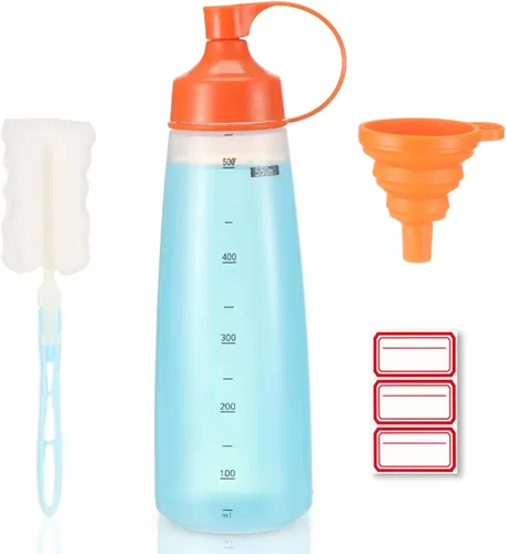 Vista 17 de Botella de boca ancha para condimentos, 1 paquete de 6.1 fl oz botellas vacías reutilizables para miel, masa, catsup, cebolla, resina, hornear