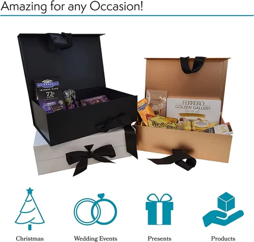 Vista 3 de PACK2PACK Caja de regalo plegable de alta calidad con cinta de dominadas, caja plegable con cierre magnético, bodas, despedidas de soltera, regalos