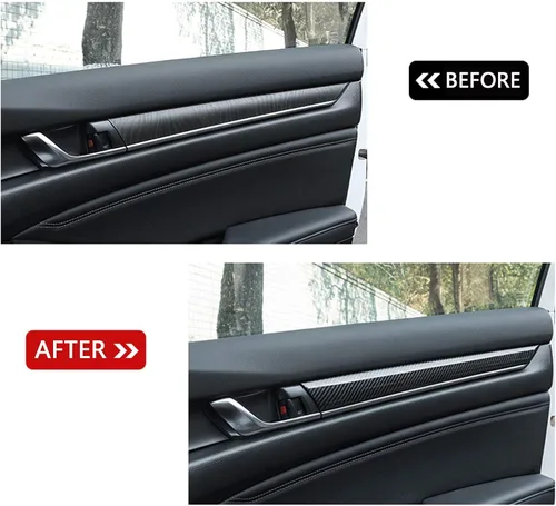Vista 6 de x xotic tech Tira de cubierta de moldura de panel de puerta lateral interior, patrón de fibra de carbono, compatible con Honda Accord Sedan 10ª
