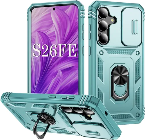 Vista 75 de PASNEW Funda militar para iPhone 13 Pro Max, cubierta de cámara deslizante y soporte de anillo de metal de 360°, carcasa rígida multicapa resistente