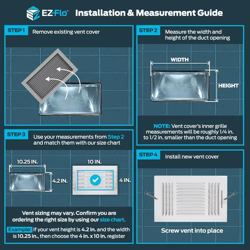 Vista 3 de EZ-FLO 61660 - Cubierta de ventilación de aire de 6 x 6 pulgadas (apertura de conducto) para pared o techo, registro de ventilación bidireccional