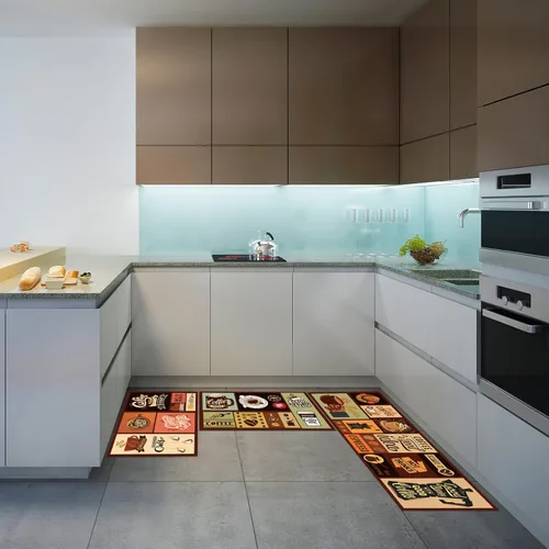 Vista 3 de Sinmoe Juego de 3 alfombras de cocina antideslizantes, color negro, resistentes a las manchas, antifatiga, para suelos de microfibra, tapete