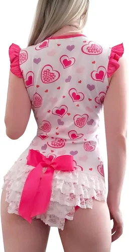 Vista 3 de Littleforbig Mameluco de algodón con estampado de corazones de princesa