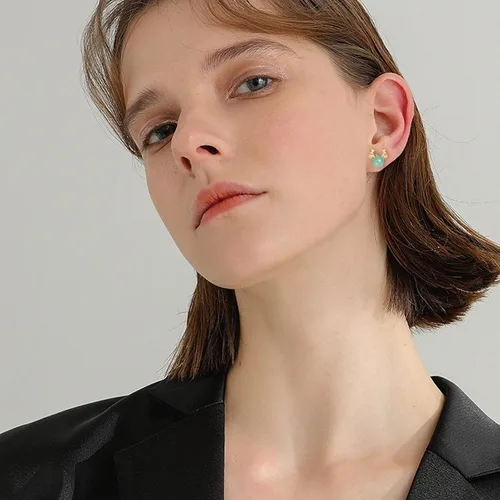 Vista 61 de Jade Earrings Studs,Green Jade Earrings for Women,925 Sterling Silver Earrings Studs for Sensitive Ears,Handmade Jade Earrings for Birthday