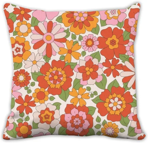 Vintage Vibrant Floral Velvet Pillow Covers 16X16 Pillow Covers for Couch Cushion for Sofa Outdoor Winter Cover Throw Case Decoracion Winter Fall