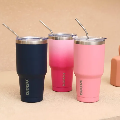 Vista 7 de BJPKPK - Vaso de 30 onzas con tapa y popote, vaso aislado de acero inoxidable Púrpura-30oz
