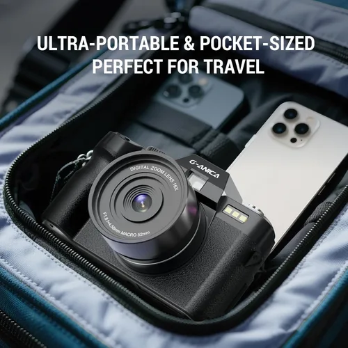 Vista 5 de Cámaras digitales para fotografía 4K 48MP con enfoque automático y antivibración, cámara de vlogging para YouTube con pantalla abatible de 180° de 3