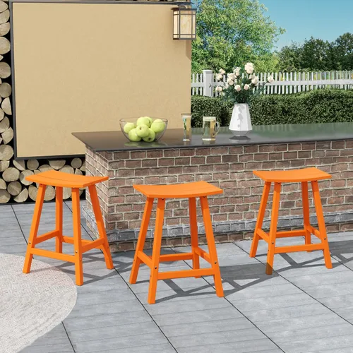 Vista 9 de Costaelm Juego de 2 taburetes de bar para todo tipo de clima, 29 pulgadas de altura, taburetes de bar Adirondack de polietileno para patio, terraza