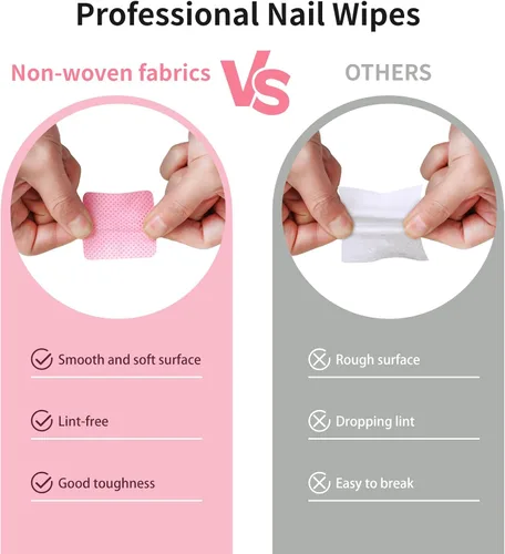 Vista 4 de 200 almohadillas de algodón para uñas, 1 botella dispensadora de bomba extraíble, toallitas de pegamento para pestañas suaves no tejidas, Rosa