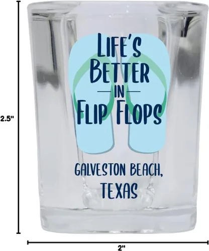 Vista 3 de R and R Imports Galveston Beach Texas Beach Souvenir - Vaso de chupito de base cuadrada de 2 onzas, paquete de 4