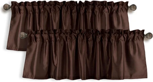 Vista 16 de Aiking Home Collection Paquete de 2 cenefas de ventana de seda sintética sólida, 56 x 16 pulgadas, aguamarina