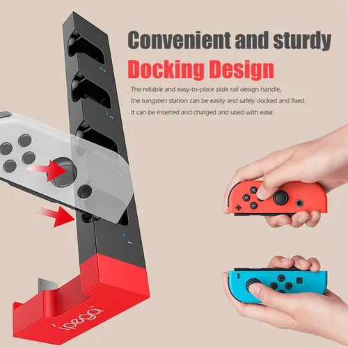 Vista 7 de Cargador para Switch Joy Cons, base de carga para Nintendo Switch Joy Cons