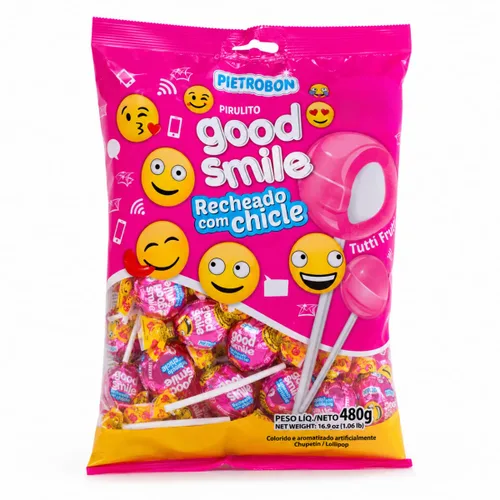 Good Smile - Paletas de goma de mascar (24 unidades, 1 libra y 17 onzas) - Chupones rellenos de chicle jugosos con frutas, sabores surtidos