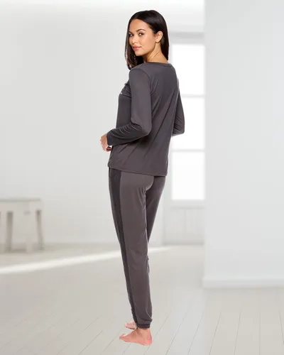 Vista 5 de bebe Conjunto de pijama para mujer con bolsillos camisa de manga larga y pantalones de pijama