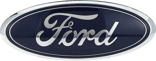 Vista 2 de Placa de identificación Ford AA8Z-9942528-A genuina, AZUL OSCURO, 9 x 3.5 pulgadas