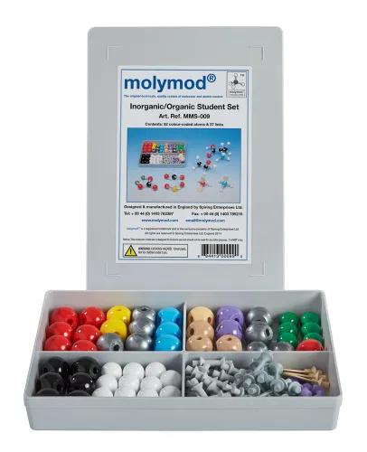 Molymod MMS-009 Modelo molecular de química inorgánica/orgánica, Set de estudiante (52 partes de átomos)