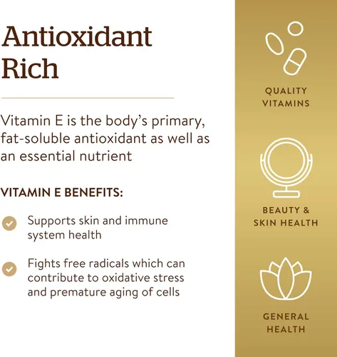 Vista 5 de Solgar, Vitamina E, 1.000 IU de D-Alfa-Tocoferol Mixto y Cápsulas Blandas de Tocoferol Mixtas, 100 Unidades, E3561, 1, 1
