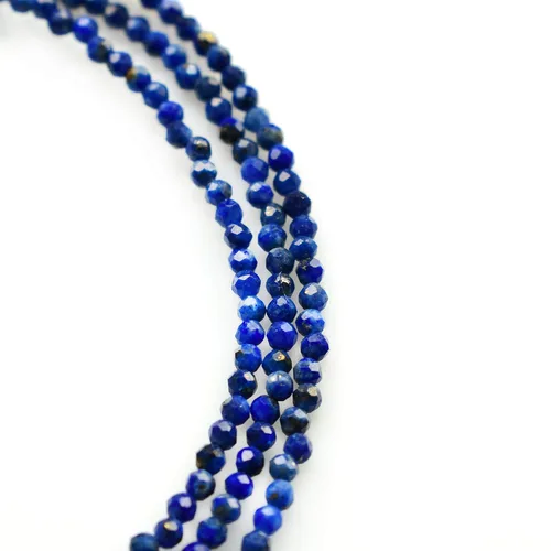 Vista 4 de Gempires Natural Lapis Lazuli Beads Necklace, Energy Healing Crystals, Silver Plated Chain, Birthday, Gift for Her, Gemstone Jewelry 18 inch AA+