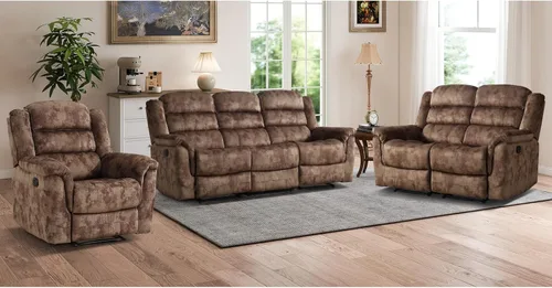 Vista 12 de EBELLO - Silla reclinable manual, sofá reclinable de tela suave con apoyabrazos y respaldo acolchado para sala de estar, dormitorio, color marrón