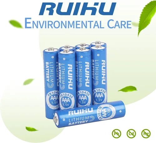 Vista 5 de Pilas de litio AAA, paquete de 8 baterías triple A de hierro de litio, baterías de litio AAA de 1.5 V 1200 mAh de larga duración para linterna