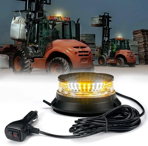 Vista 11 de Xprite Luz de Baliza LED Giratoria, Luces Estroboscópicas Súper Brillantes de 4.5 Pulgadas para Montacargas con Base Magnética para Camión