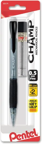 Vista 2 de Pentel Champ Starter - Juego de lápices automáticos con plomo, (0.020 in), barriles surtidos, 1 paquete, el color del barril puede variar (ACEBP)