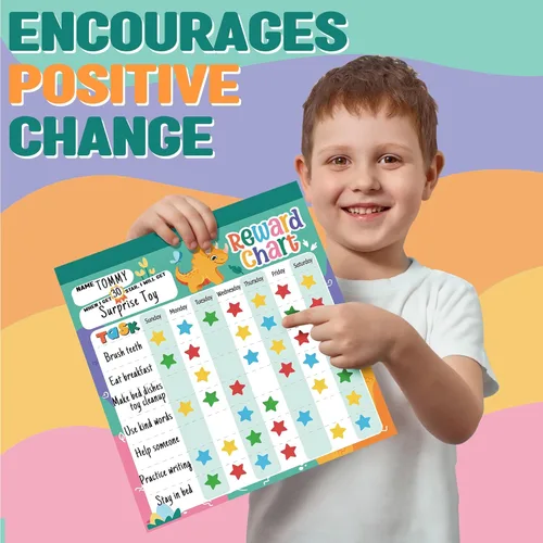 Vista 4 de Reward Chart for Kids – Dinosaur Magnetic Kids Behavior Chart, Pad with 26 Chore Charts, 1920 Star Stickers, 49 Incentive Stickers, Responsibility