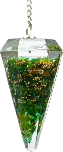 Vista 18 de Péndulos de cristal de orgón de amazonita de Amazing Gemstone para adivinación y radiestesia, péndulo de cristal con verdadero movimiento