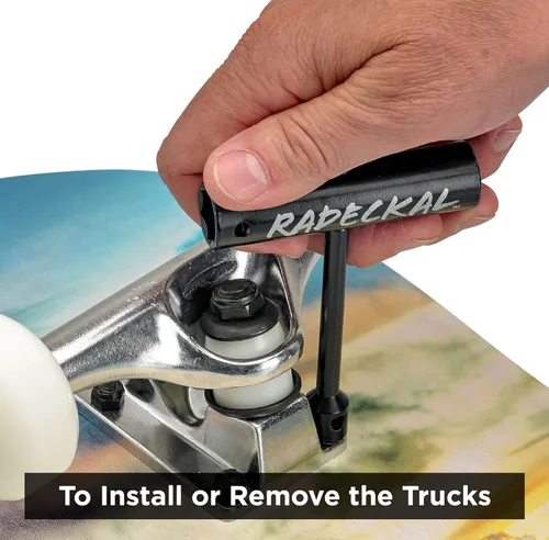 Vista 8 de Herramienta compacta de patinaje de bolsillo, herramienta T Tool todo en uno para patinetas, longboards, mini patinetas y cruceros, se pliega a un