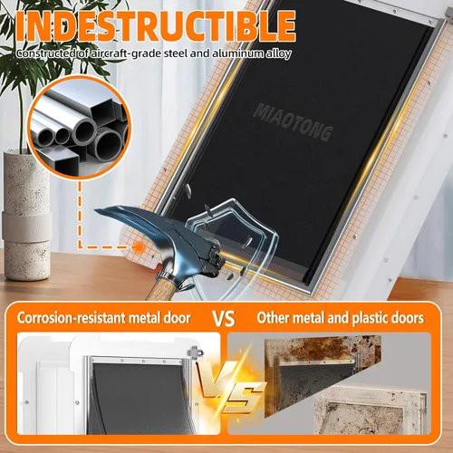 Vista 3 de MIAOTONG Puerta de gato de 3 solapas para pared, puerta de perro de doble solapa magnética para pared, puerta para perros con cerradura de aluminio