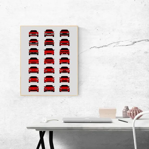 Vista 8 de Custom Car Posters Póster hecho a mano compatible con Toyota Evolution Print Wall Art Décor Best of Toyota Generations, multicolor, 8 x 10 pulgadas