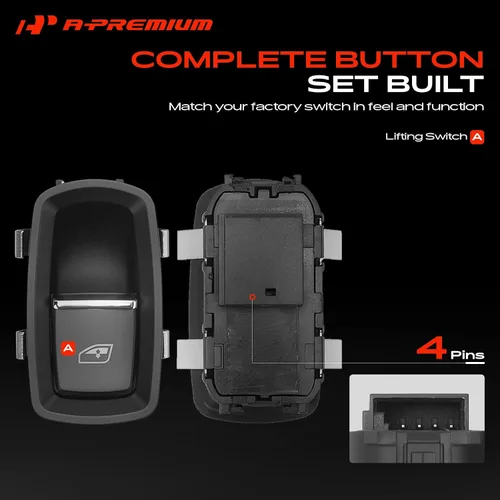 Vista 4 de A-Premium Interruptor de elevalunas eléctrico delantero derecho o trasero