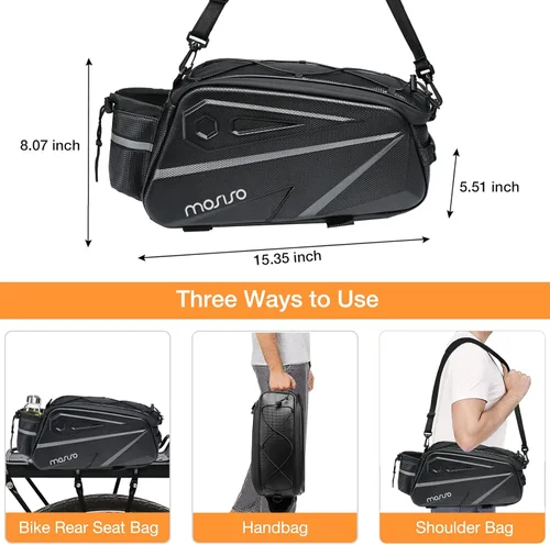 Vista 4 de MOSISO Bolsa para portabicicletas, bolsa impermeable para maletero de bicicleta, bolsa de maletero de bicicleta, bolsa de asiento trasero de EVA