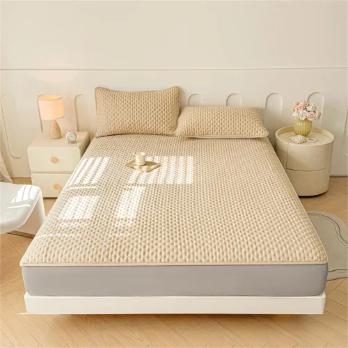 Vista 9 de Mattress Protector, Waterproof Mattress Protector, Fits 6"-20" Mattresses with Deep Pocket, Cooling, Breathable Fitted Sheets, Soft Bed Cover, Beige