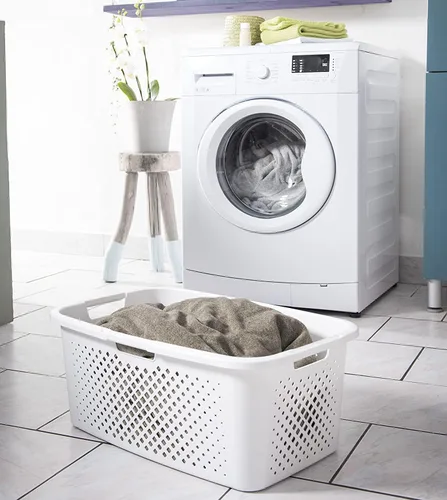 Vista 3 de Sundis Cesta de lavandería con efecto Pixel que permite la aireación de tu ropa y asas ergonómicas en los 4 lados para facilitar el movimiento