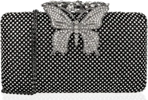 Vista 16 de Dexmay - Bolso de noche para mujer con cierre de mariposa y diamantes de imitación