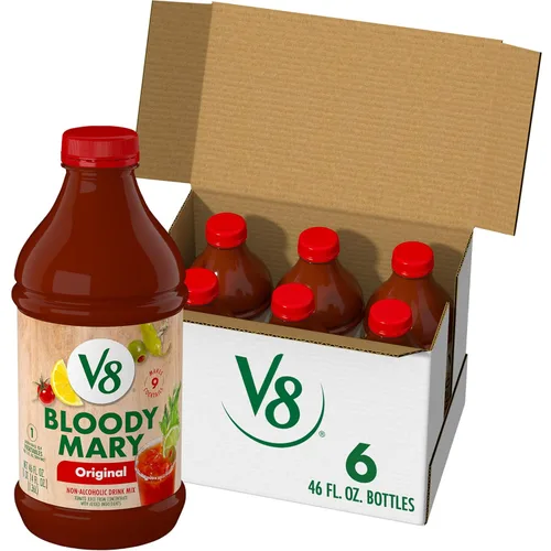 Vista 8 de V8 Bloody Mary Mix, jugo de verduras para cócteles Bloody Mary, botella de 46 onzas líquidas