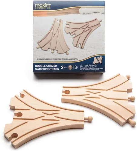 inc. Doble pista de interruptor curvada, accesorios de madera para tren compatibles con Thomas & Friends, tren de madera Brio y juegos de trenes de