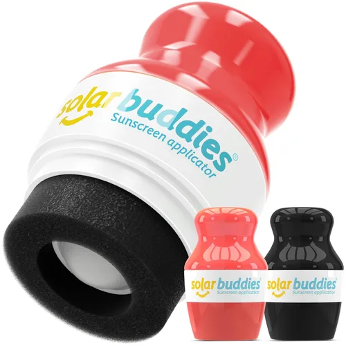 Vista 12 de Solar Buddies Aplicador de protector solar – Paquete azul de 2 – Protector solar de esponja roll-on recargable sin BPA, crema solar y aplicador