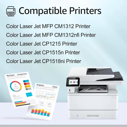 Vista 2 de greencycle Cartucho de tóner de repuesto compatible para impresora HP 125A CB540A CB541A CB542A CB543A para usar con impresora MFP Color Laser Jet