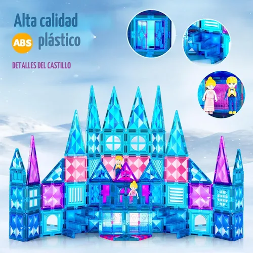Vista 3 de BENOKER - 102 piezas de baldosas magnéticas para construir un castillo de hielo, bloques de construcción 3D STEM educativos