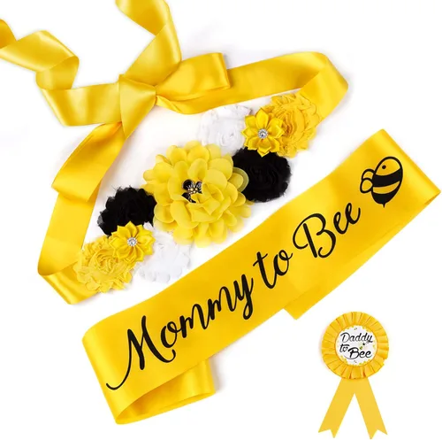 Vista 9 de Mom to Be Sash Baby Shower Decorations Set, Gender Reveal Party Gift for Expectant Parents