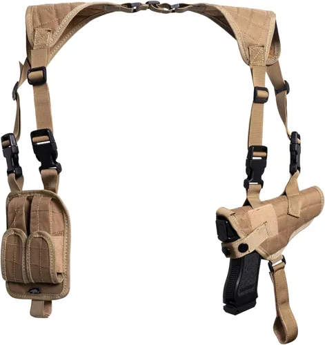 Vista 10 de Funda de hombro para pistolas, funda vertical ajustable para pistola con doble bolsa de cargador, funda de transporte oculta universal que se adapta