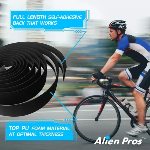 Vista 5 de ALIEN PROS Juego de 8 cintas de manubrio de bicicleta azul y amarillo EVA - Envuelve tu bicicleta para un paseo cómodo y impresionante