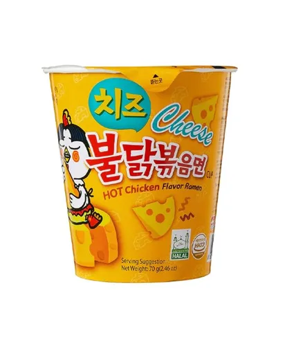 SAMYANG - Taza de ramen con sabor a pollo Buldak de queso, delicia picante y cursi, 2.46 onzas (paquete de 6)