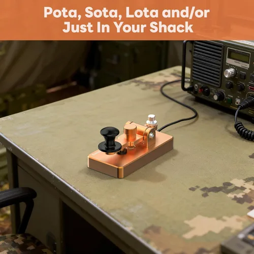 Vista 5 de Putikeeg Clásico Morse Mini Código Clave Morse Código Paleta Llave Aleación de Aluminio Mini-Key Morse CW Llave Portátil Morse Práctica Clave Oro