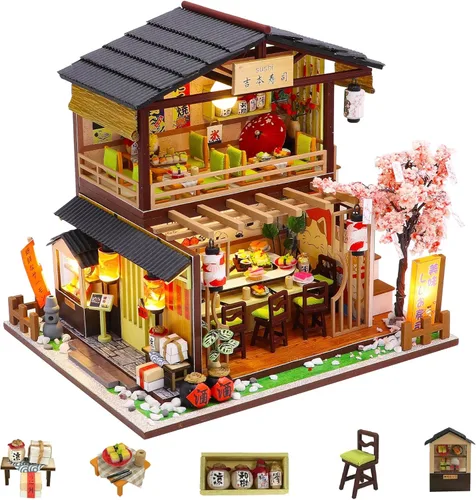Vista 10 de Flever - Kit de casa en miniatura DIY, kit de casa pequeña con luz LED, mini kits de construcción de casa para manualidades para adultos