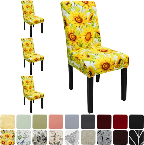 Vista 76 de Fundas para sillas de comedor, juego de 2 fundas, con patrón elástico Parsons, de elastano, extraíbles y lavables, protector para sillas de cocina