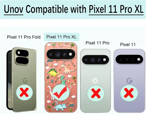Vista 7 de Unov Funda para Pixel 11 Pro XL, color negro, Dinosaur Land