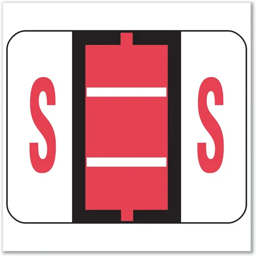 Smead BCCR 67089 - Etiqueta alfabética codificada por colores estilo barra, S, rollo de etiquetas, rojo claro, 500 etiquetas por rollo, (67089)